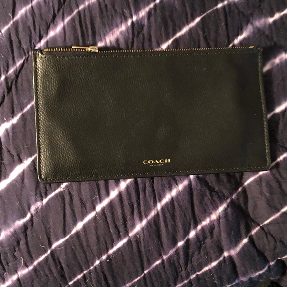 coach Handbags - coach black all weather leather slim zipper pouch